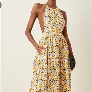 AGUA BY AGUA BENDITA
Naranja Floral Cotton Poplin Maxi Halter Dress In Yellow